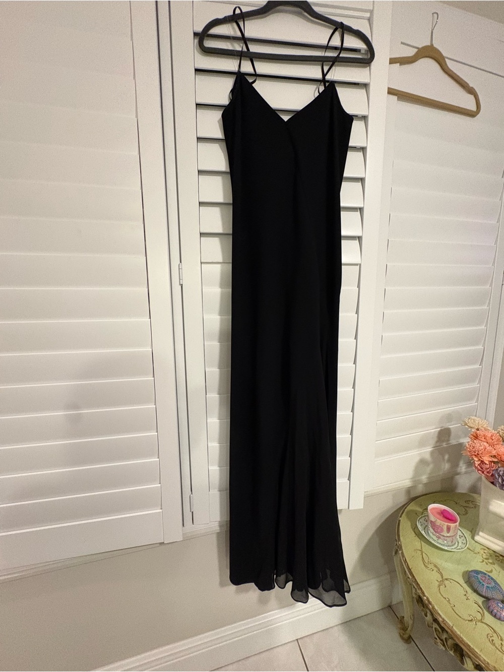 Gorgeous DKNY Black Slip Maxi Dress with Spaghetti Straps